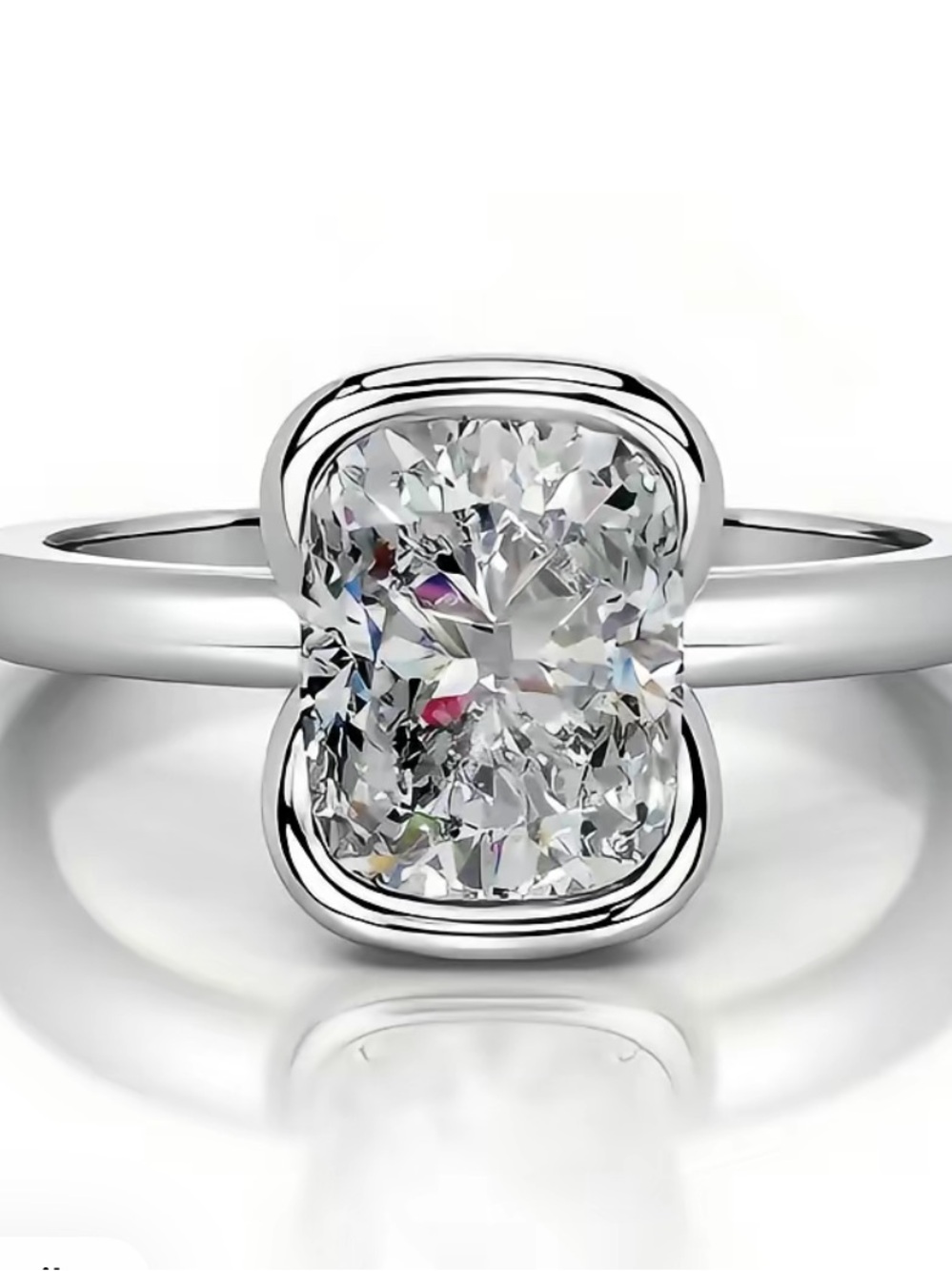 18K 2 CT Elongated Cushion-Cut  Ring